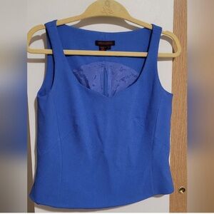 Simon Chang Blue Fitted Bustier Tank Top